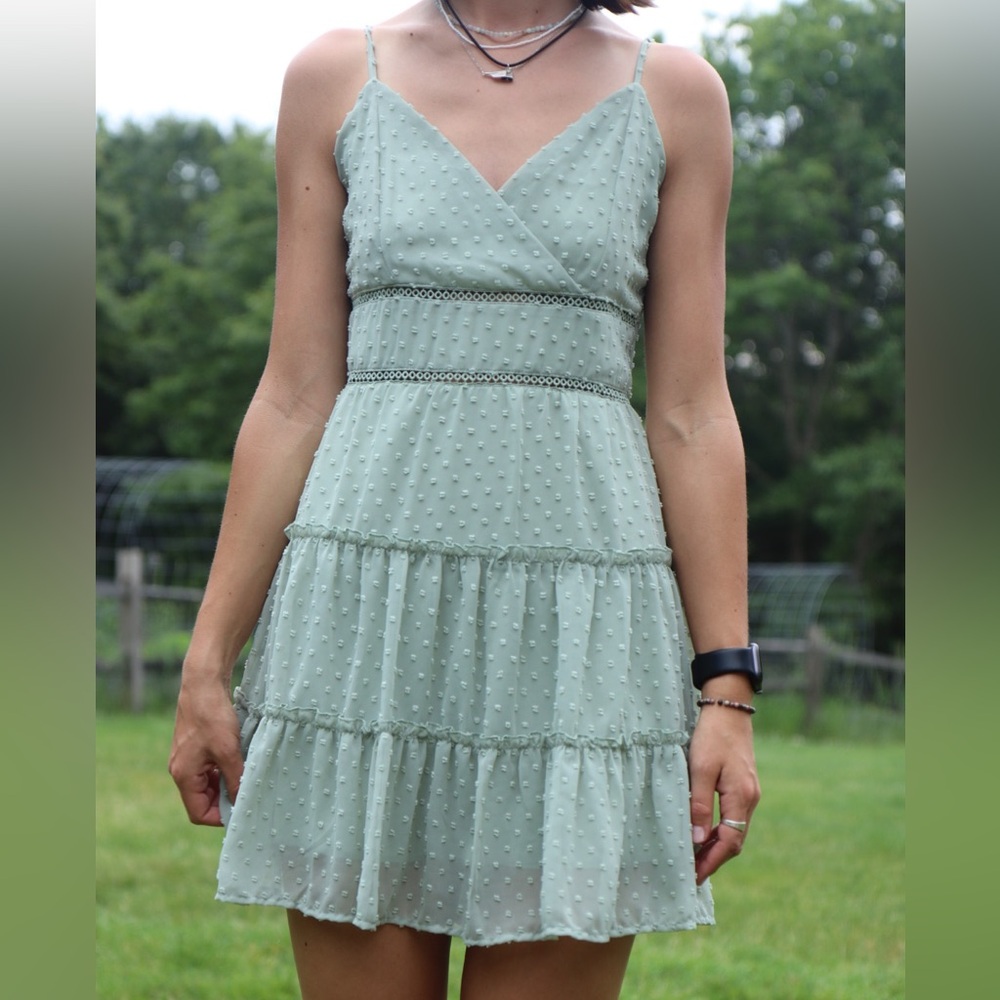 Altar'd State Green Sleeveless V-Neck Sundress
